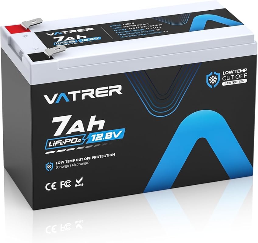 12V 7Ah LiFePO4 Battery with 5000+ Deep Cycles and BMS for Fish Finder