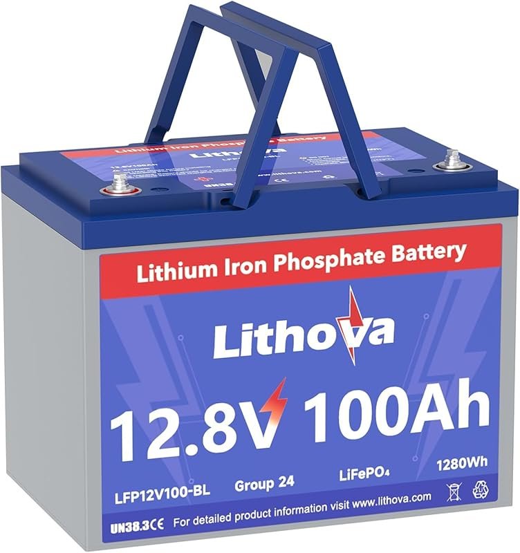 12V 100Ah LiFePO4 Battery with Group 24 Size, 100A BMS, and 15000 Cycl