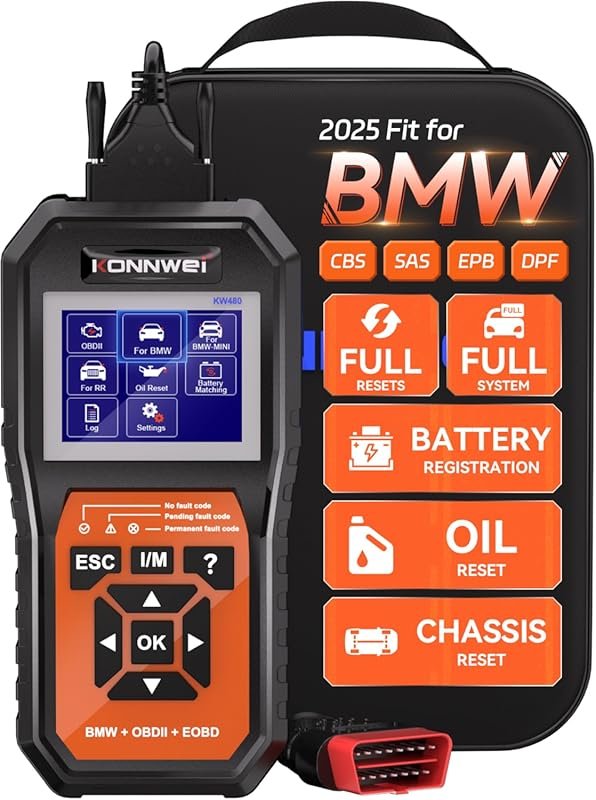 KONNWEI OBD2 Scanner for BMW Mini: Battery Registration, Full System S