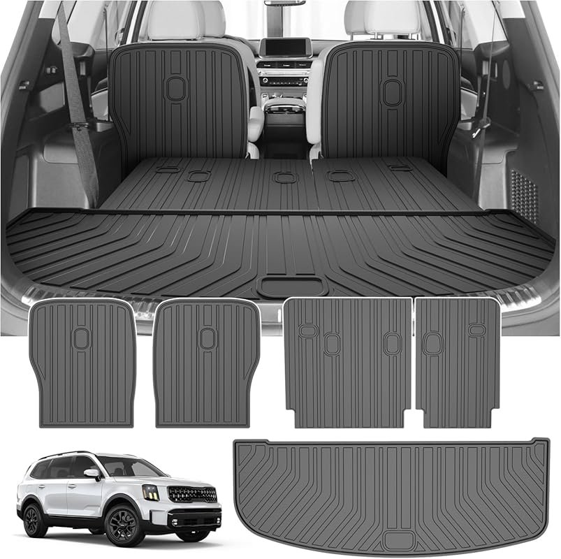 T TGBROS All Weather TPE Cargo Mat for 2020-2025 Kia Telluride with No