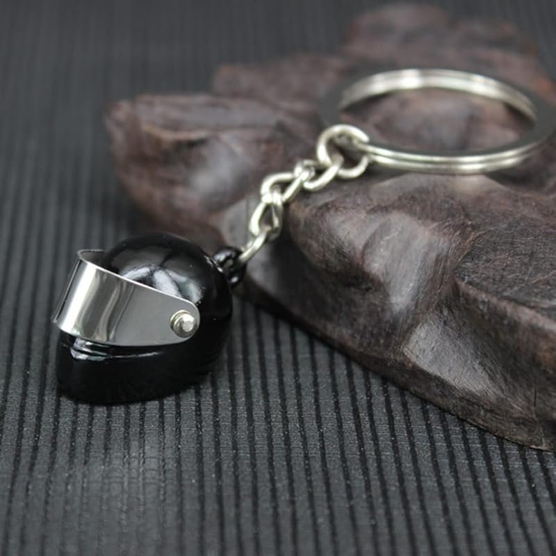 2 Pack Motorcycle Helmet Keychains with 3D Mini Helmet Keyrings in Bla