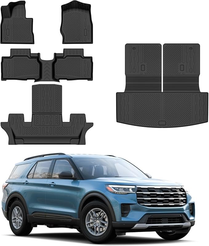 Full Set All-Weather Floor Mats, Backrest Mats & Trunk Mat for Ford Explorer 6 Seats...