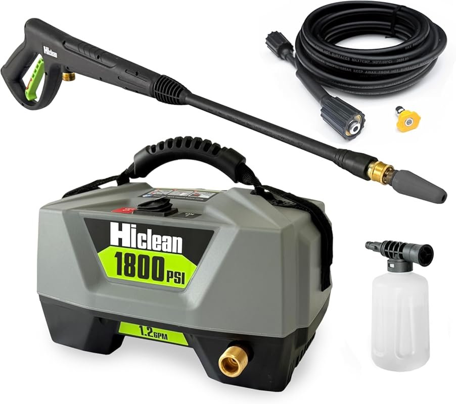 Electric Pressure Washer 1800 PSI with Foam Cannon, Turbo & Fan Nozzle