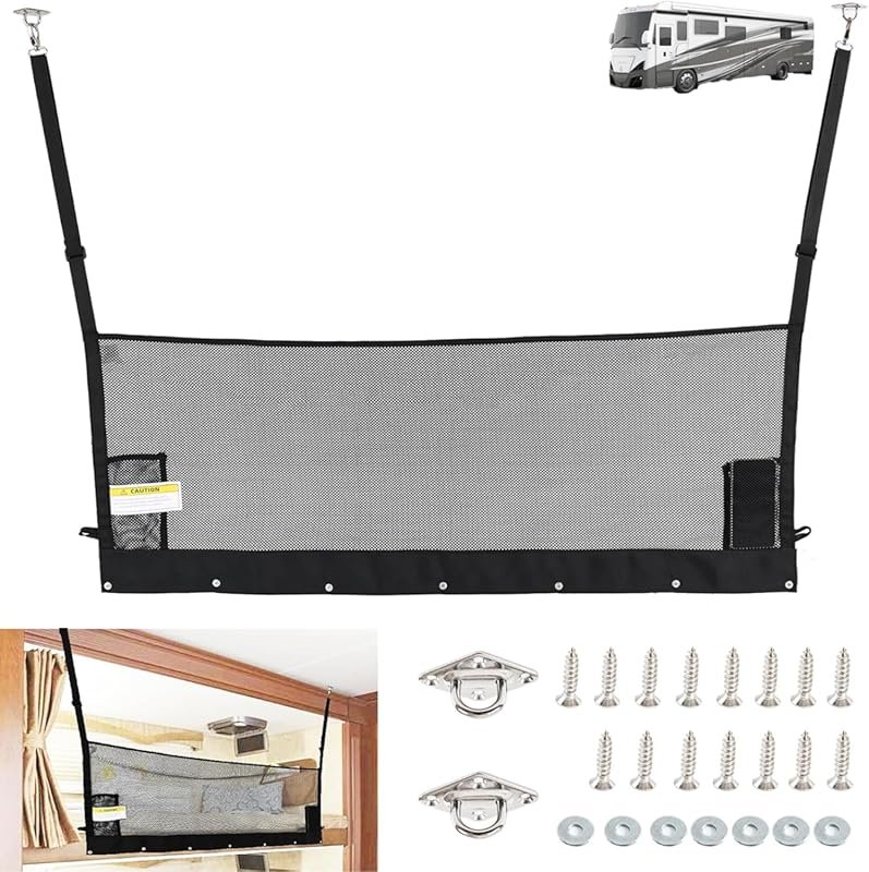 46x18 Inch Adjustable RV Bunk Bed Safety Net for Campers RVs Motor Hom
