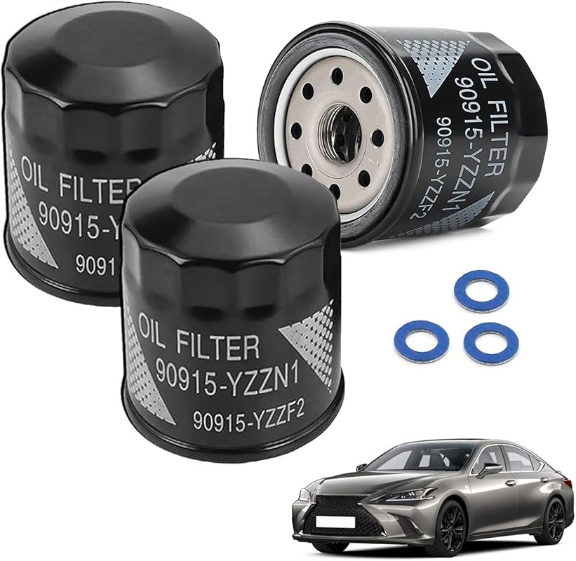 3-Pack 90915-YZZN1 Oil Filters with Drain Plug Washers for Toyota Camr