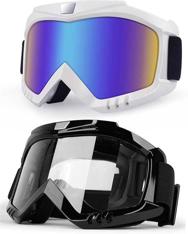 Motorcycle Goggles 2-Pack – UV400 Anti-Fog Dustproof Dirt Bike ATV Mot