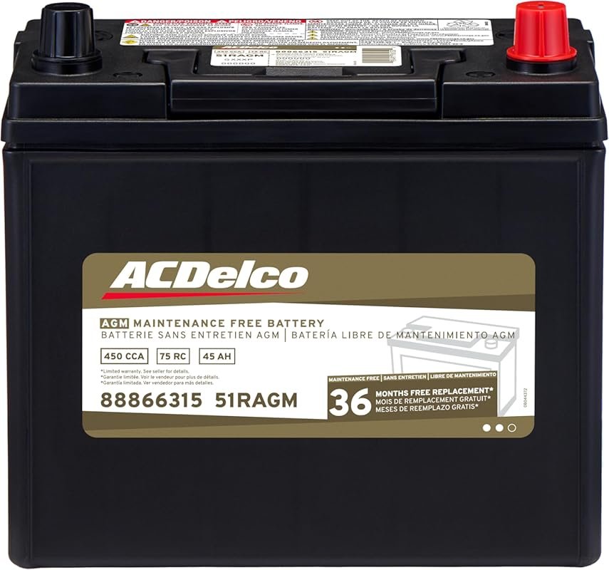 ACDelco Gold 51RAGM AGM Battery with 36-Month Warranty for BCI Group 5