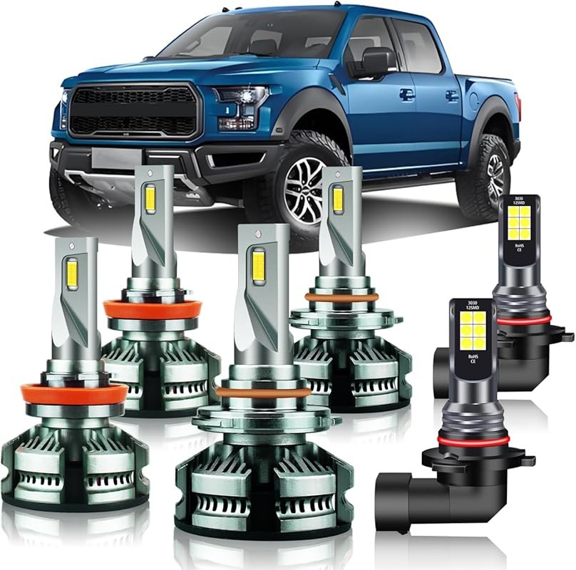 High Low Beam and Fog Light LED Bulb Combo for 2015-2023 Ford F-150 in