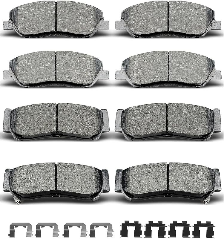 D1202 D1297 8-Piece Front & Rear Ceramic Brake Pads with Clips for Hyu