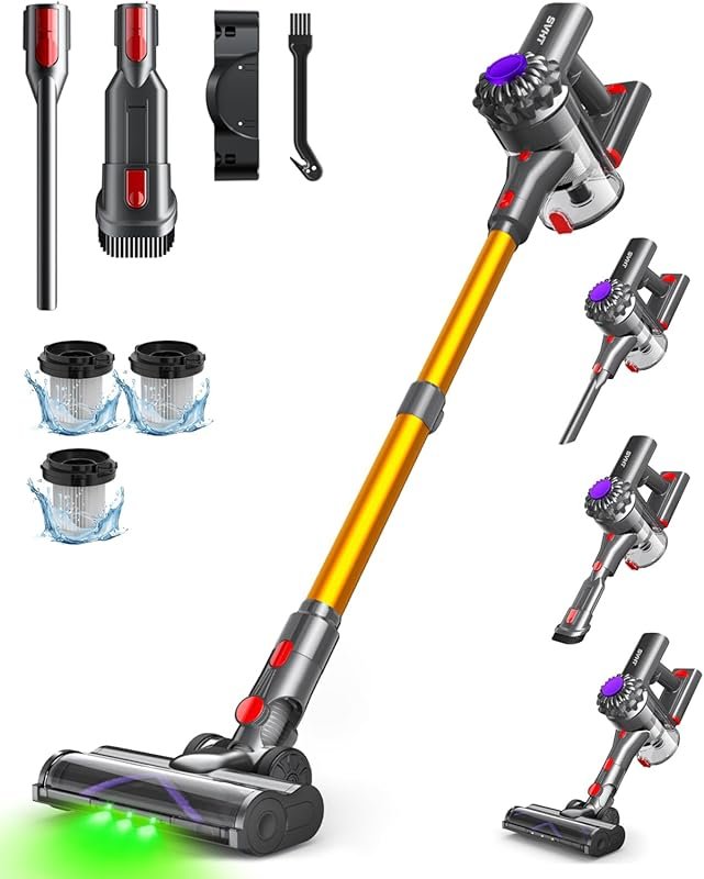 450W 40KPA Cordless Stick Vacuum with 45-Minute Runtime and Green Ligh