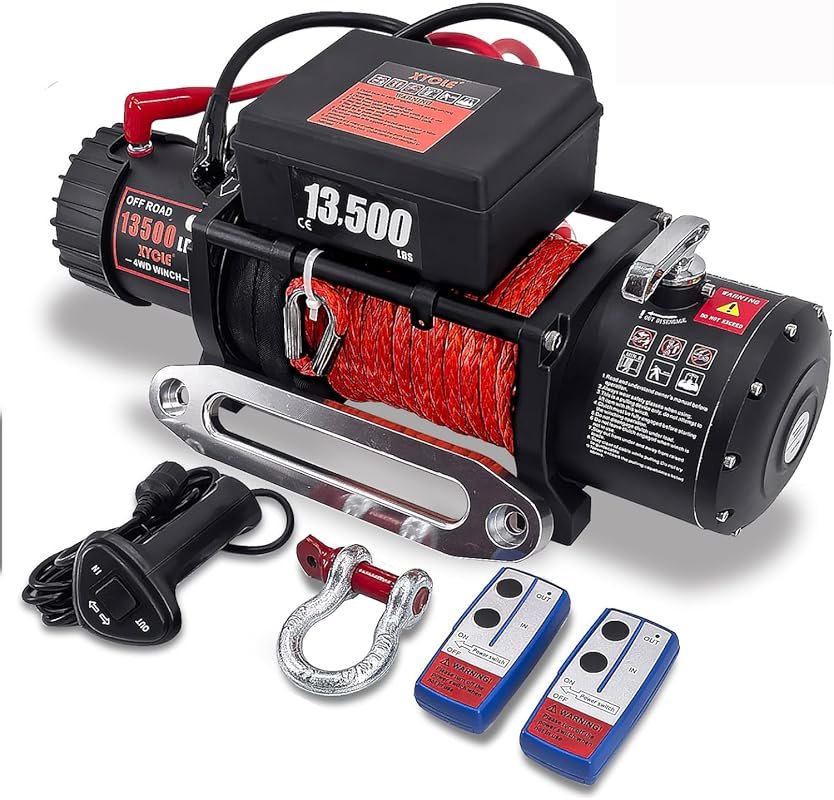 XYCLE 13500lb 12V IP67 Waterproof Electric Winch with Synthetic Rope &