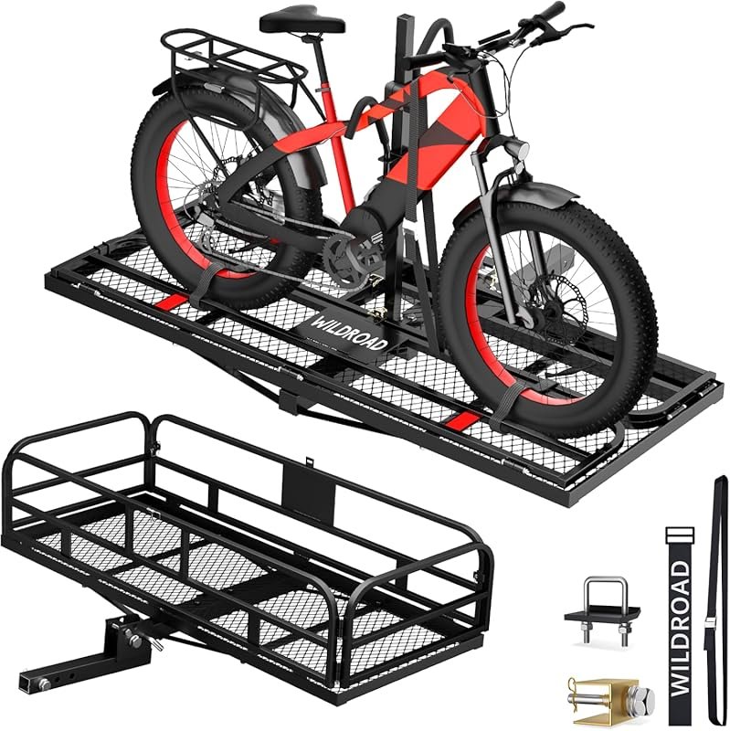 Wildroad Hitch Cargo Carrier with Integrated Bike Rack and 500 LBS Cap