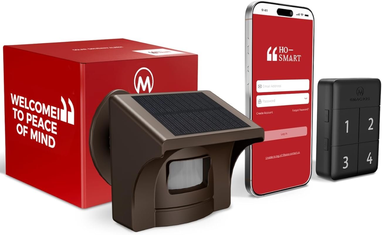 eMACROS Pro 4 Solar Driveway Alarm with App and Motion-Triggered Alert
