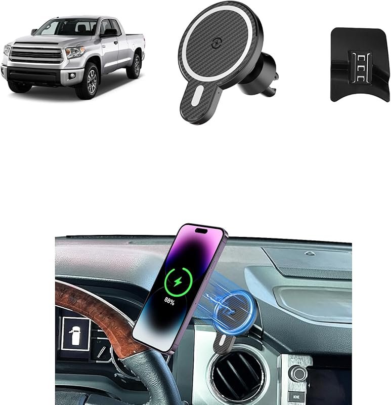 Magnetic Wireless Car Phone Mount for Toyota Tundra – 15W Fast Chargin