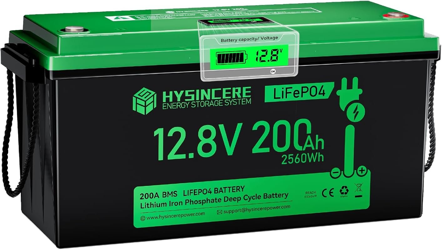 12V 200Ah LiFePO4 Battery with 200A BMS and 2560Wh for RV Solar Energy