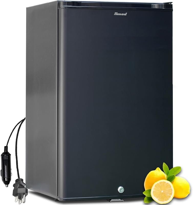 Compact 12V RV Refrigerator with Lock and Reversible Door for Camping 