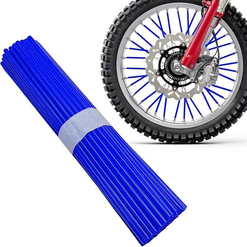 72 PCS Dark Blue Dirt Bike Spoke Skins Covers for 8