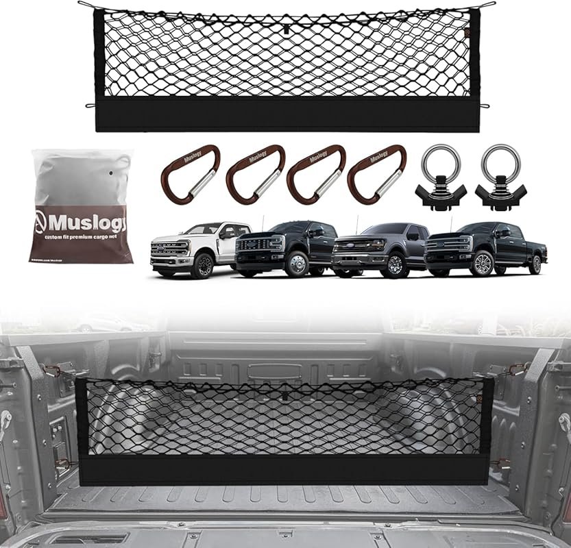 Muslogy Cargo Net for Truck Beds Compatible with Ford F150 and F250 Se