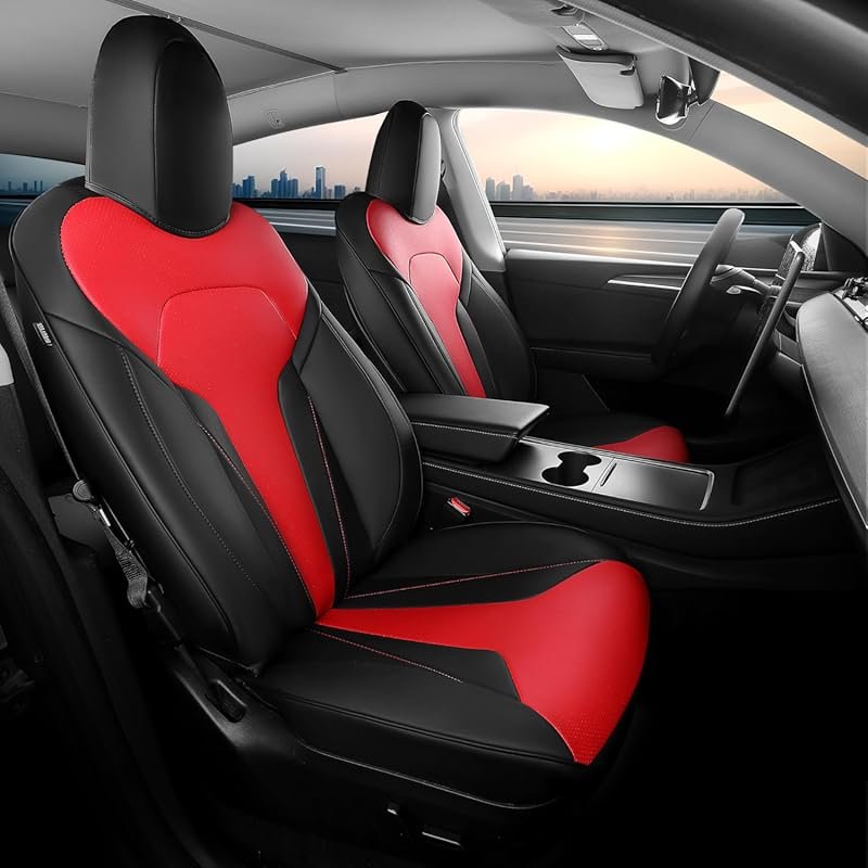 Tesla Model Y Seat Covers Full Set, Waterproof Faux Leather, Easy Inst