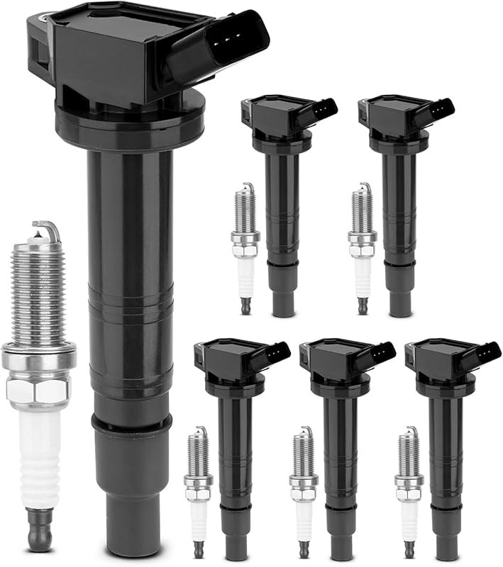 6-Piece Ignition Coil and Double Iridium Spark Plug Set for Toyota Tac