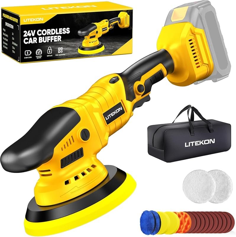 Cordless Orbital Car Polisher Kit Compatible with DeWalt 20V Batteries