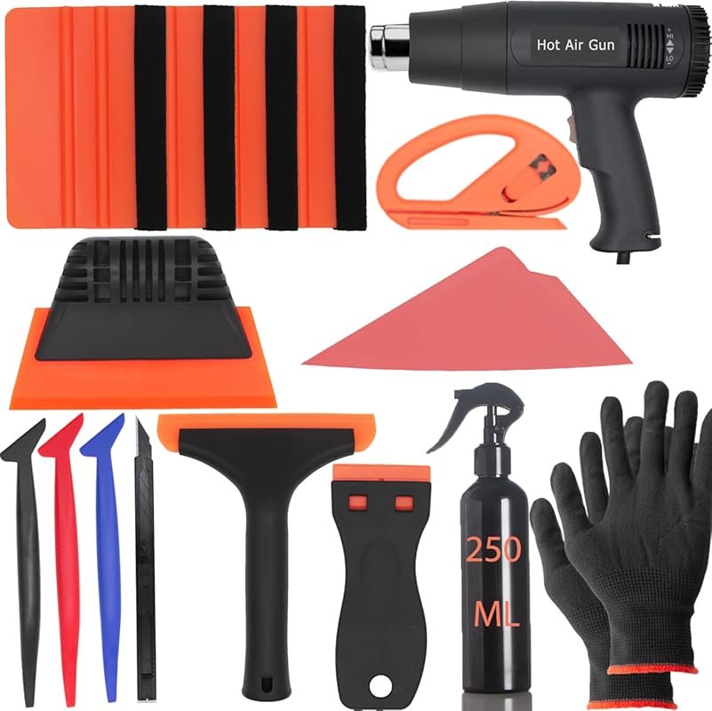 Spanno Heat Gun Kit for Car Window Tinting with Squeegees, Vinyl Cutte