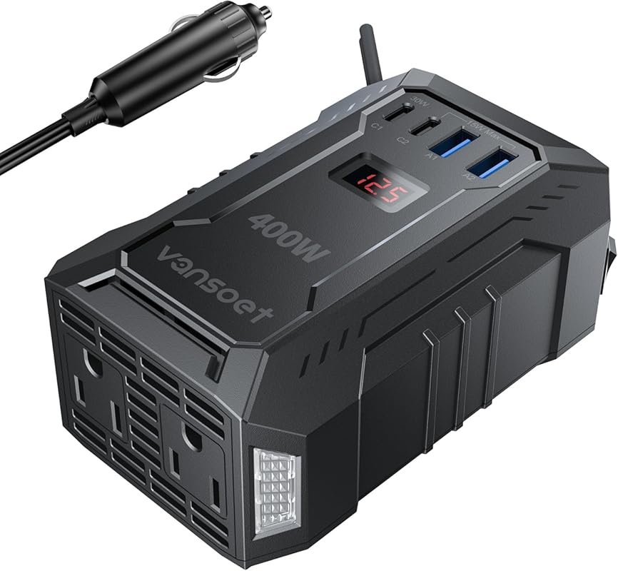 400W Car Power Inverter DC 12V to 110V AC Inverter with PD 30W/15W USB