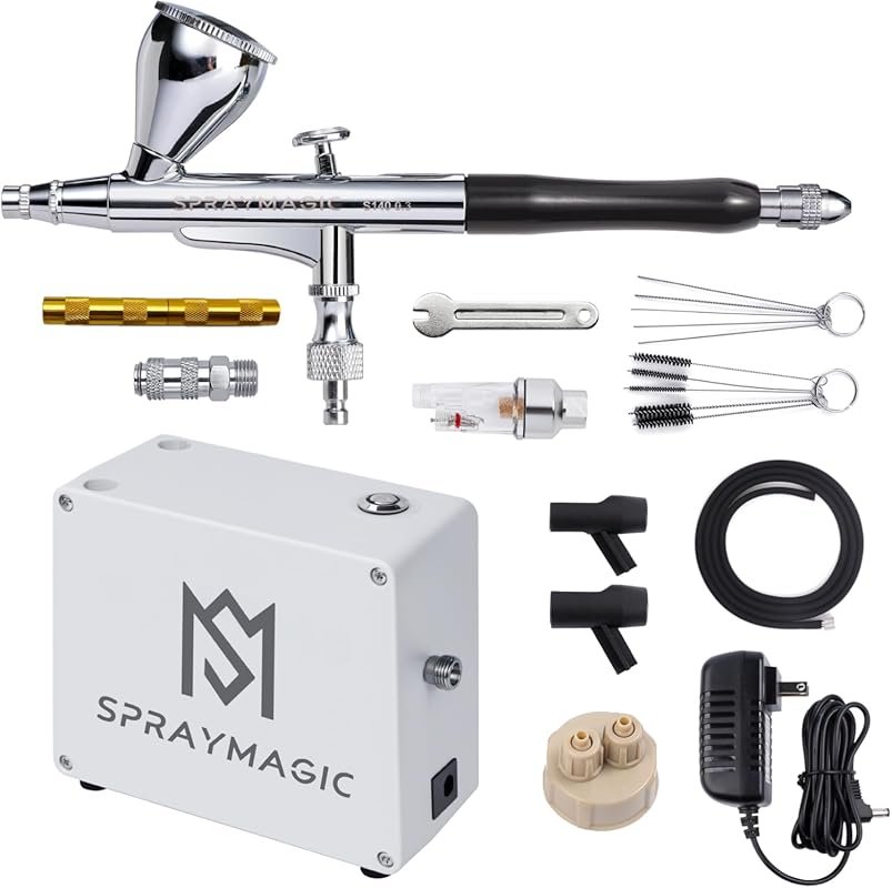 Dual-Action Airbrush Kit with Compressor for Model Cars, Nail Art, and