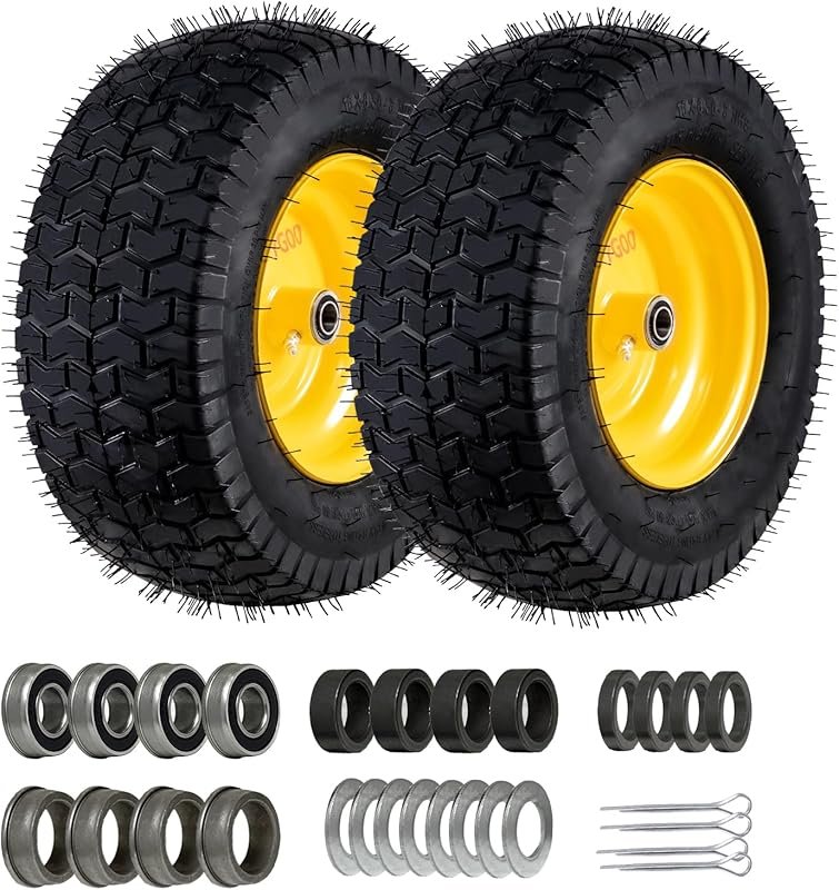 2-Piece 16x6.5-8 Tubeless Tire and Wheel for Lawn Mower Front with 3-I
