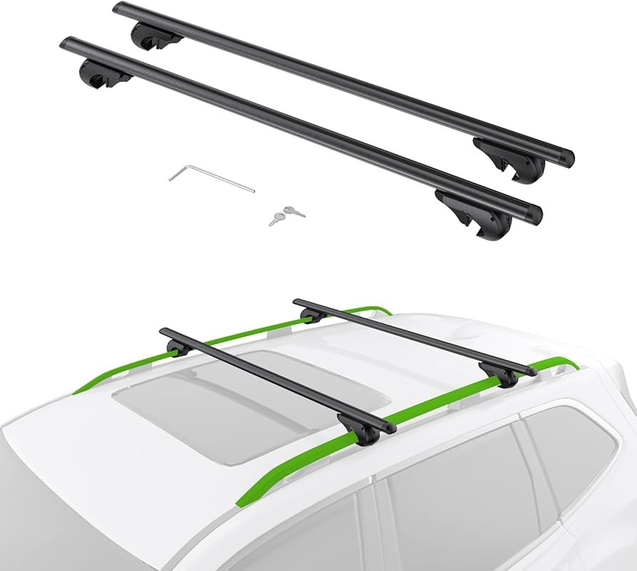 Universal Lockable Roof Rack Cross Bars, 52”Adjustable Aluminum Crossb