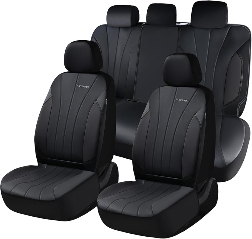 Coverado Red Full Set Car Seat Covers - Waterproof Universal Fit for 5