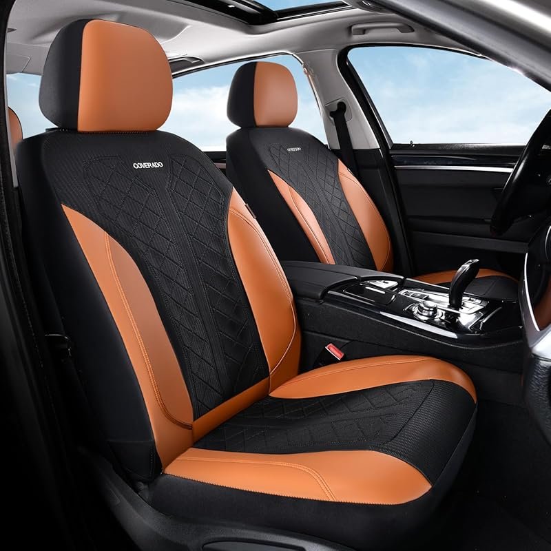 Coverado Seat Covers Front Seats, Leather Automotive Seat Covers 2-Pac