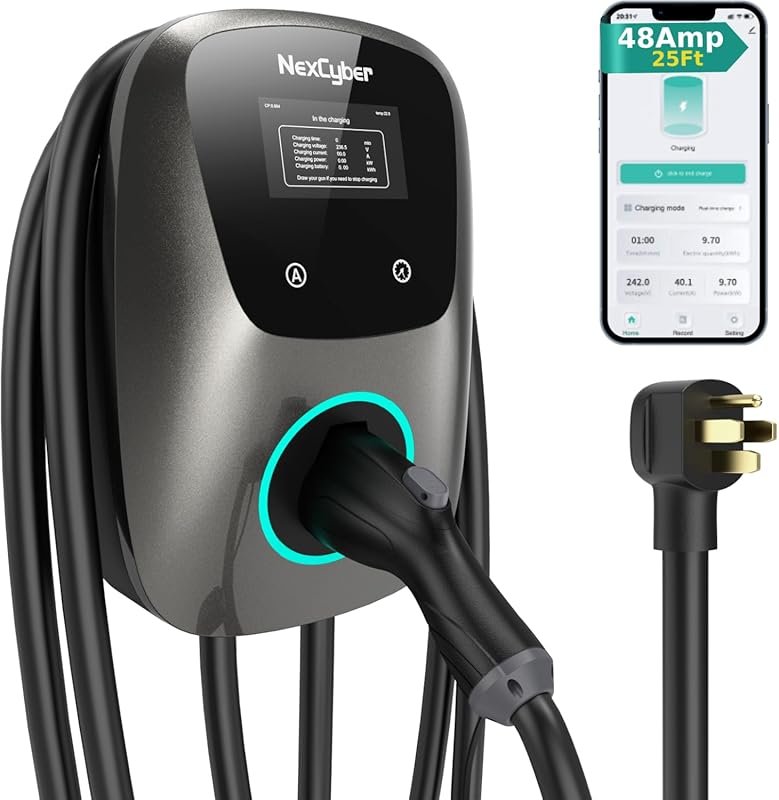 ETL/Energy Star Certified Level 2 EV Charger, 48A/11.5kW, J1772 Connec