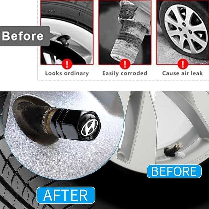 XD-Black Tire Valve Stem Covers (4-Pack) for Hyundai Sonata Santa Fe T