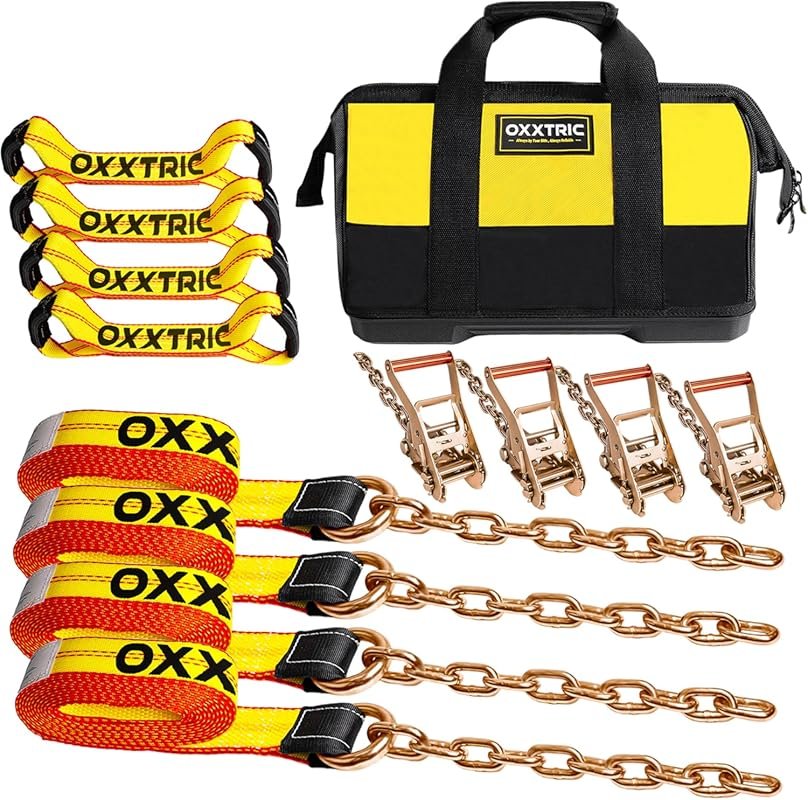 8-Point Roll Back Tie Down Kit with Chain Extensions and 3300 lb Load 