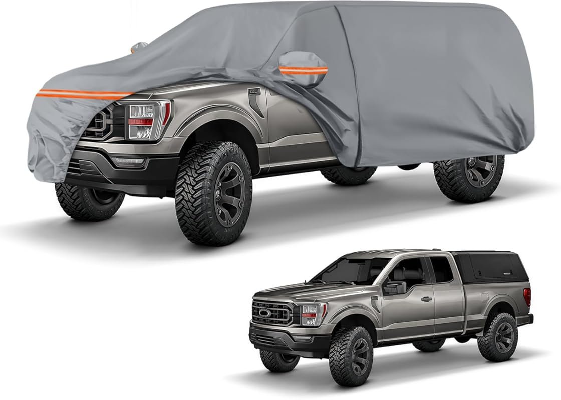 Waterproof Heavy-Duty Truck Cover with Camper Shell Topper for Ford, C