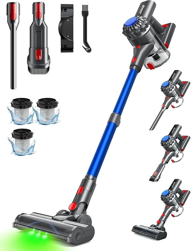 450W 40KPA Cordless Stick Vacuum with 45-Minute Runtime and Green Ligh