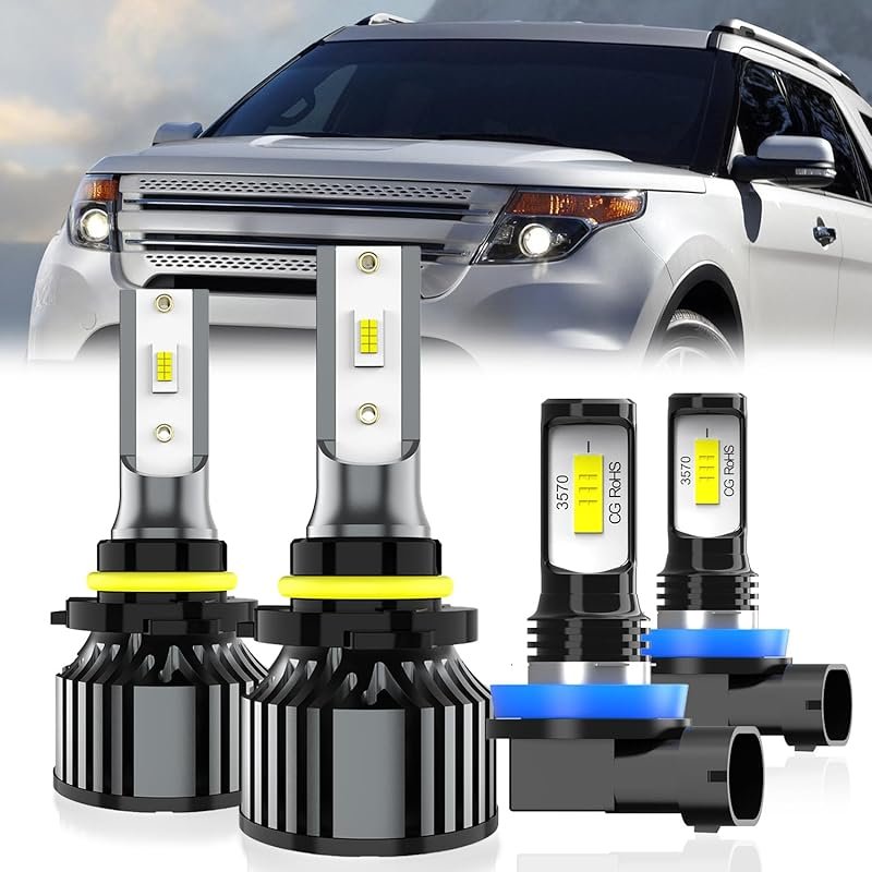 9005 High/Low Beam and H11 Fog Light Bulbs for Ford Explorer 2011-2015