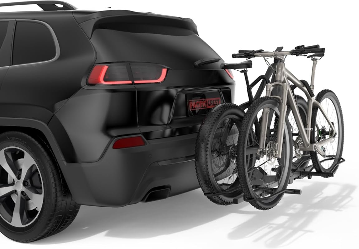 2-EBike Platform Hitch Rack with 160 lb Capacity, Foldable Design, Til