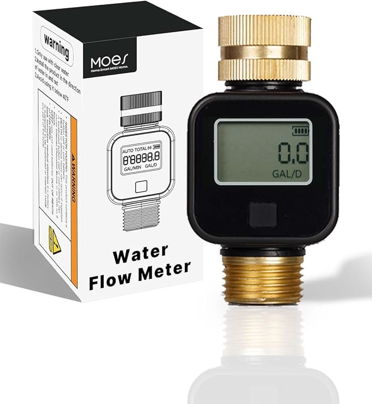 MOES Water Flow Meter: Brass Inlet Outlet Metal Thread, Flow Rate Gall