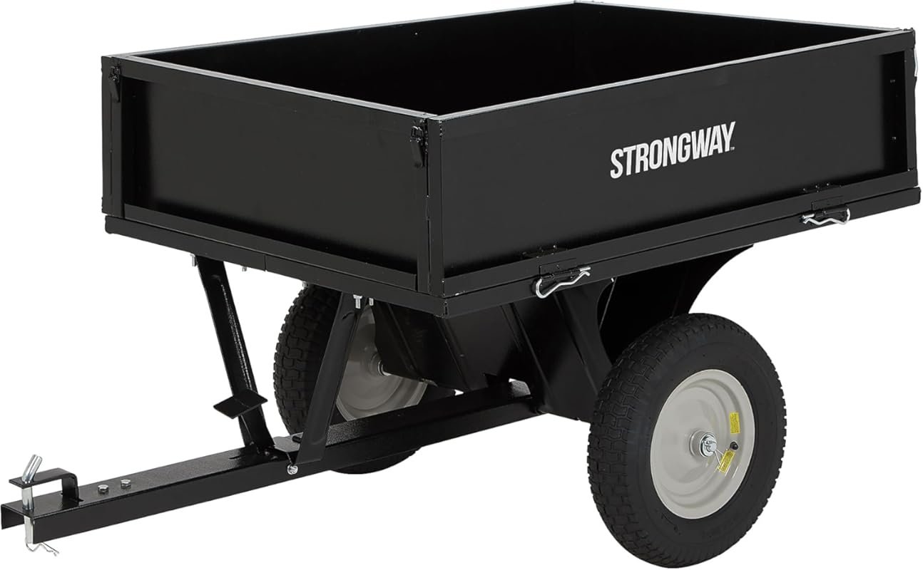 Strongway Steel ATV Trailer with Dump Bed and 500 lb Load Capacity