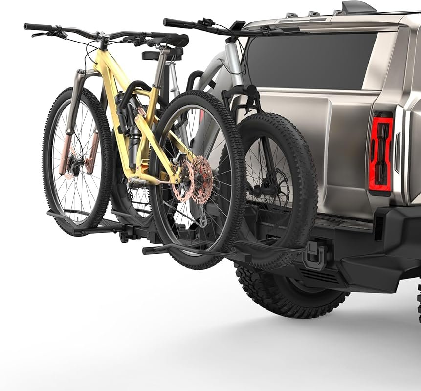 Tilting Hitch Mount Platform Rack for Two Bikes, Compatible with E-Bik