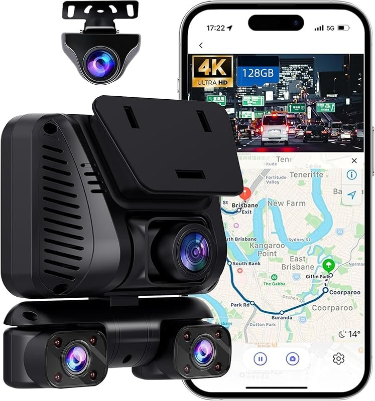 4K Dash Cam 360° View,4 Channel Front and Rear Dash Camera for Cars,Bu