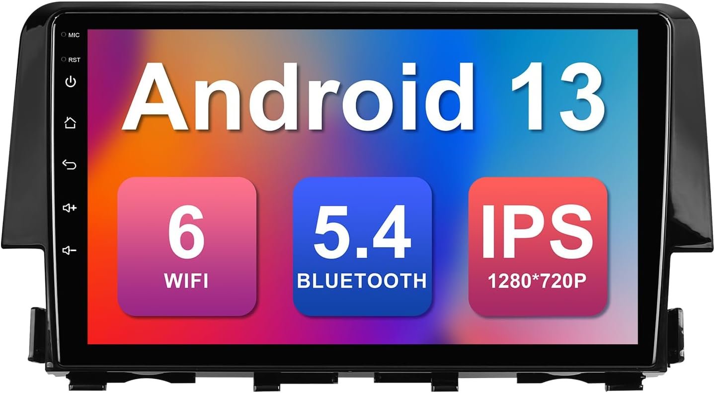 9-inch Android 13 car stereo for 2016–2020 Honda Civic with CarPlay an