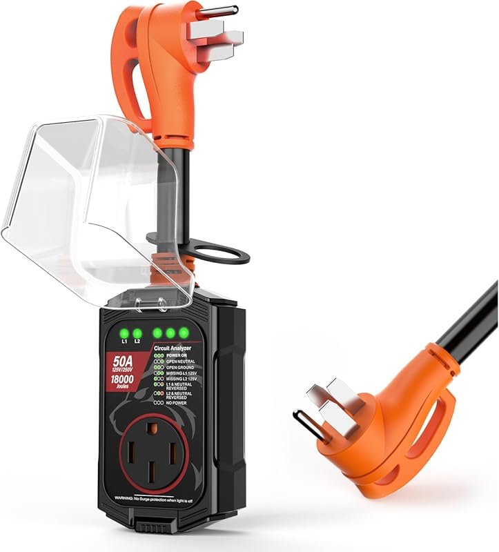 Vehiker 18000 Joules RV Surge Protector 50 Amp with Circuit Analyzer a