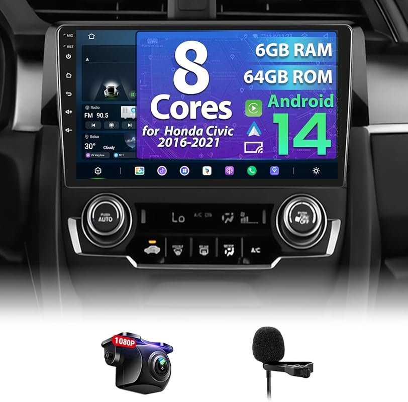 9-inch touchscreen car stereo with wireless CarPlay and Android Auto f