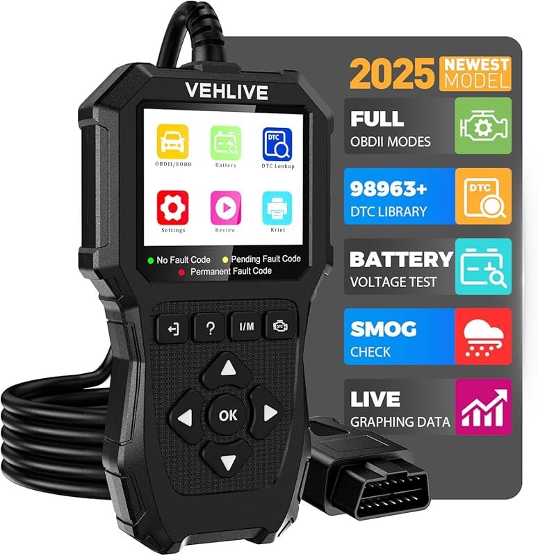 OBD2 Scanner for All OBDII Cars, Check Engine Light Reset, Live Data, 