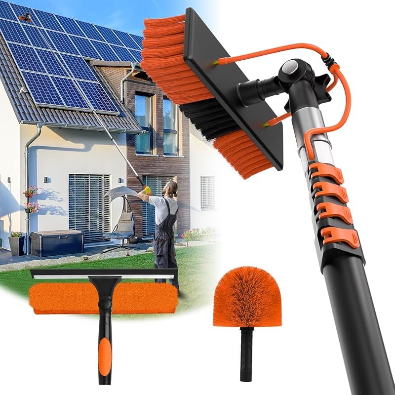20FT Water Fed Solar Panel Cleaner Brush and Pole,Solar Panel Cleaning