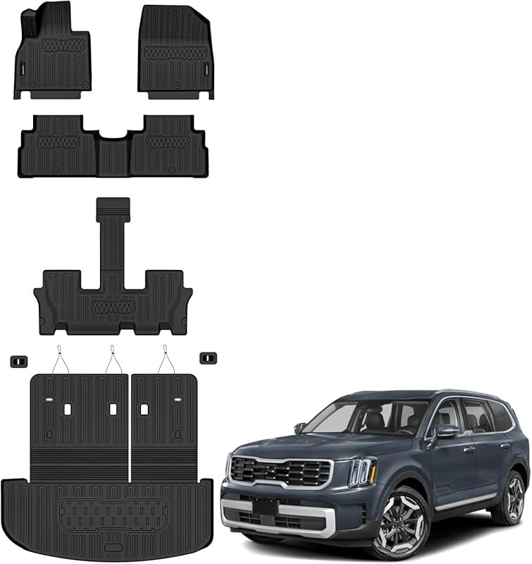 Auxko All Weather Floor Mats Cargo Mat with Backrest Mat for Kia Tellu