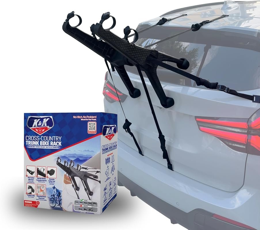 K&K Auto Accessories Compact 2-Bike Trunk Bike Rack Premium Cross-Coun